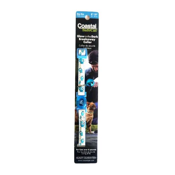 Coastal SafeCat Glow in the Dark Breakaway Cat Collar with Bell and Blue Fish - Picture 1 of 4